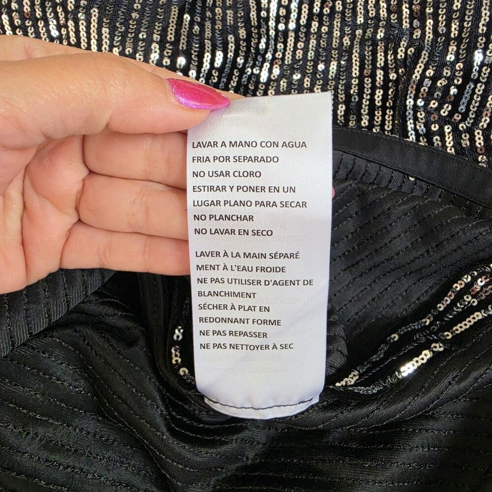 Donna Morgan Dress Womens 16 Black Sequin One Shoulder Cutout Midi Bodycon NEW - Picture 11 of 12